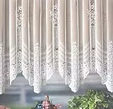 heimtexland Gardine Store Bogenstore Jacquard Blumenmuster weiß mit Kräuselband/Universalschienenband HxB 145x400 cm für Fensterbreite 140-180 cm TOP QUALITÄT …auspacken, aufhängen, fertig! Typ127