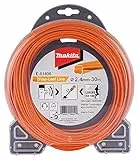 Makita E-01806 Mähfaden Four-Leaf 2,4 mm x 30 m, Trimmerfaden, Nylon, orange, geräuschreduziert, erhöhte Laufzeit, speziell für Akku-Rasentrimmer und Akku-Freischneider