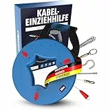 Einziehspirale 30 m – Fiberglas Kabeleinziehhilfe mit Kupferkopf & 5 Zubehörteilen – Kabel Einzugshilfe für Leerrohr, Elektro & Glasfaser – Zugdraht Orange, Griff Schwarz (30)