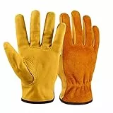 NickyPicky Arbeitshandschuhe Herren und Damen – Gartenhandschuhe Dornenfest aus Leder – schützende Handschuhe für Garten, Baustelle und Holzarbeiten – robust, atmungsaktiv, mit starkem Grip - Small