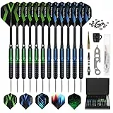Grebarley Dartpfeile mit Metallspitze,6 Stück 20 Gramm und 6 Stück 22 Gramm Profi Steeldarts