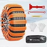 Ninonly Schneeketten 8 Stück Reifenketten Anti Rutsch Universal Schneeketten für Auto Laster SUV passend für Reifenbreite 165mm-245mm Einfache Montage und Demontage