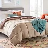 Linenspa 4 Jahreszeiten Bettdecke aus Microfaser – Ganzjahresdecke – Ultraweich – Steppdecke 135x200 cm, Beige / Braun