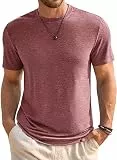 Runcati Herren T-Shirt Rundhals Kurzarm Sommer Oberteile Regular Fit Sport Fitness Funktionsshirt Einfarbig Basic Unterhemd Business Shirts Weinrot XL