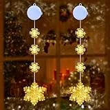 Qedertek Weihnachtsbeleuchtung Fenster Innen, 2 Stück Schneeflocke Beleuchtet mit Batteriebetriebene, Timer, 2 Modi, Warmweiß LED Lichtervorhang für Kinderzimmer Hochzeit Party Weihnachten Deko