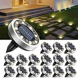 btfarm 16 Stück Solar Bodenleuchten Aussen, 8 LED Gartenbeleuchtung Solar Wasserdicht Boden Solarleuchten, Solarlampen für Außen Garten Rasen Auffahrt Gehweg Patio, Warmes Weiß