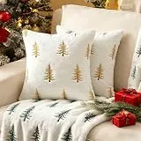 GADITIEK 45x45cm Kissenbezug Weihnachten, 2 Stück Weicher Plüsch Winter Kissenhülle, Weihnachts Kissenbezüge mit Weihnachtsbaum Aesthetic, Deko Weihnachten Innen Weihnachtskissenbezug (Weiß B)