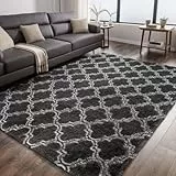 ISMOL Weicher Teppich Wohnzimmer Schlafzimmer Zottelteppich Flauschiger Zottelteppich modern Indoor Rutschfester (Grau, 80x160cm)