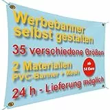 Personalisiertes Werbebanner – Selbst gestalten mit Text & Bild | Individuelles Banner für Werbung, Events & Feiern | Wetterfest & UV-beständig | Druck in Profi-Qualität