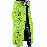 EMATOP Strickjacke Damen Langarm Open Front Cardigan Warm Dick Strickmantel mit Kapuze Übergangsjacke Casual Einfarbig Winterjacke Gestrickt Baumwolle Mantel knöpfen Taschen Jacke Outwear