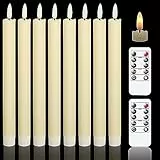 Eldnacele LED Stabkerzen mit Timerfunktion, flackernde Flamme LED Echtwachskerzen mit Fernbedienung, Elfenbein Stabkerzen led 8 Stück (2 x 25CM) für Weihnachtsdeko, Zimmer Deko, Hochzeit und Party
