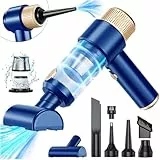 Dealswin 4-in-1 Handstaubsauger Kabellos, 15KPA Stark Auto Mini Staubsauger Tastatursauger, 100500 U/min Druckluft Staubgebläse Akku Druckluftspray für Auto Haus Büro PC Tierhaar (Blau)