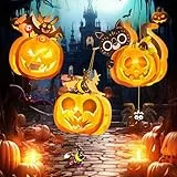 3 Stück Halloween kürbis Laternen Bastelset für Kinder mit Stab Led,Pumpkin Lantern Decoration für Halloween,St Martin-Paraden,Papierlaternen Deko für Aufhängen