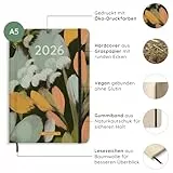 matabooks – A5 Kalender Samaya 2026 Farbe: Laurel (DE/EN): Veganer Jahresplaner aus nachhaltigem Graspapier