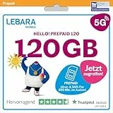 LEBARA Prepaid SIM-Karte mit Hello! 120 Prepaid Tarif ohne Vertrag | Allnet Flat Telefonie & SMS, 120 GB Datenvolumen inkl. 5G und 500 Frei-Min. ins Ausland…