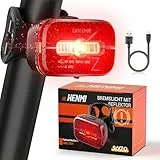 HENMI LED Rücklicht Fahrrad, IPX5 Wasserdicht Fahrrad Reflektor Hinten USB-C Aufladbar, StVZO zugelassen Fahrrad rücklicht mit bremslichtt für MTB, E-Bike, Rennrad