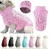 Petyoung Hundepullover Weste Warmer Mantel Haustier weiche Strickwolle Winter Pullover gestrickt Häkeln Mantel Kleidung für kleine mittlere Hunde (M, Rosa)