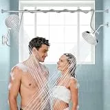 Nuodan Dualer Duschkopf für Paare, 19,1 cm große Handbrause mit 15,2 cm Regenduschkopf Doppel-Set, Mieterfreundlich, Tandemdusche, SPA-ähnlich, Geschenk für Frauen und Männer, Chrom