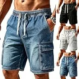 Guhmomh Jeans Shorts Herren Baggy Jeanshose Kurze Hosen Cargo Kurz Sommerjeans Jorts Cargohose Freizeithose Denim Jeansshorts Sommer Streetwear Herrenjeans Männer Stretch Cargoshorts Dunkelblau XL