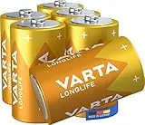 VARTA Batterien D Mono, 6 Stück, Longlife, Alkaline, 1,5V, ideal für Fernbedienungen, Wecker, Radios, Made in Germany