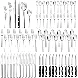 Besteck Set 12 Personen, Joyfair 72-teilig Edelstahl Besteckset mit Steakmesser, Hochglanzpoliertes Essbesteck, Modernes & Elegantes Tafelbesteck für Zuhause/Restaurant/Hotel, Spülmaschinenfest