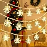 Led Lichterketten Schneeflocke, 5M 30LED Lichterkette Weihnachten Batteriebetriebene, mit Timer 2 Modi Außen Innen Lichterketten für Weihnachtsdeko,Schlafzimmer, Hochzeit, Warmweiß