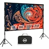 Beamer Leinwand mit Stativ 120 Zoll Outdoor – LEORFI Tragbare Projektorleinwand mit Tragetasche, Leichte Projektionsleinwand Indoor Front/Rück - Kinoleinwand 16:9 4K HD mit Katzentasche für Hinterhof