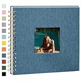 Vienrose Fotoalbum zum Selbstgestalten 20,5 x 20,5 cm, DIY Scrapbook Spiralalbum mit 40 Weißen Seiten, Leinen Fotoalbum zum Einkleben für Familien, Baby, Hochzeit, Jahrestag, Geburtstags, Marineblau