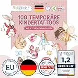 Papierdrachen 100 besonders hautfreundliche Kindertattoos - Tattoos Fabelwesen und Märchen - für Kinder - als Geburtstagsmitgebsel oder Geschenkidee - 100% vegan & geprüft