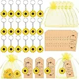 BeYumi 20Satz Sonnenblume Dankeschön Partei Bevorzugungen Inklusive Schlüsselanhängern Organza-Beutel Kraft-Anhänger Verzierung Sonnenblume Geburtstag Geschenk Sommer Party-Zubehör Hochzeit Dekoration