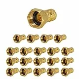 Premium X 20x F-Stecker 4mm schraubbar 4,0 mm Aufdrehstecker Gold mit Dichtring