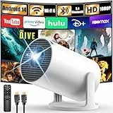 Yoton Mini Beamer, 4K Unterstützt, Full HD 1080P, Android 14.0 Smart Projektor, mit WiFi 6 und Bluetooth 5.4, Unterstützt 200ANSI 8000L, Kompatibel mit HDMI/TV-Stick/Speicherstick/Laptop, Weiß