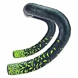 Supacaz Fahrrad-Lernband, super klebrig, Sterne-Fade, Neongelb plus schwarze Ano-Stöpsel