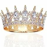 CLISPEED MäDchen Krone Damen: Prinzessin Krone Geburtstag Erwachsene Tiara Diadem Gold FüR Hochzeit KostüM Abschlussball Party Haarschmuck