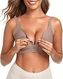 Jiuday Vorne Verschluss BH Damen ohne Bügel Starker Halt Bequemer Nahtloser Stütz BHS für ältere Frauen Postoperativer Still Seamless Soft Gepolstert Bralette (Kaffee,L)