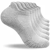 anqier 6 Paar Sneaker Socken Herren 43-46 39-42 35-38 47-50 Baumwolle Kurz Sportsocken Damen Gepolsterte Laufsocken Schwarz Weiß Grau Atmungsaktiv