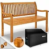 tillvex Gartenbank Holz 3-4 Sitzer inkl. Abdeckung wetterfest 150 cm | Parkbank Massivholz | Balkonbank Sitzbank 320 kg belastbar | Holzbank Gartenmöbel für Balkon, Terrasse & Garten
