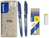PILOT FriXion Ball 0.7 Set – 2 Stifte/6 Minen/1 Radierer – Farbe Blau – Radierbare Tintenroller 0,4mm Strichstärke, angenehme Schreibführung beim Schreiben, thermosensitive Tinte, austauschbare Mine
