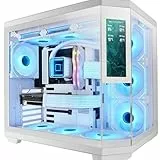 Mars Gaming MC-3TCORELCD ATX Gaming-Gehäuse, anpassbarer 7,2' IPS-Bildschirm, dreifaches herausnehmbares gehärtetes Glas, Doppelkammerstruktur, Unterstützung für Flüssigkeitskühlung bis 360mm, Weiß