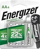 Energizer Batterien AA, wiederaufladbar, 4 Stück, Recharge Power Plus