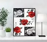 Roses Diamond Painting Erwachsene, 5D Diamant Painting Bilder Blume DIY Runden Steine Mosaikherstellung Basteln Erwachsene Anfänger Kreativ Set für Zimmer Deko Wohnzimmer, Geschenke 30x40cm UOO-F