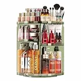 Auxmir Drehbarer Make-up-Organizer, 9 verstellbare Ebenen, drehbarer Hautpflege-Organizer, Badezimmer-Organizer mit Pinselhalter, Parfüm-Tablett, multifunktionales Aufbewahrungskarussell für