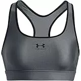 Under Armour Damen Ua Authentics Mid Padless Sport BH Mit Mittlerer Unterstützung, Schweißableitender Ohne Polster, Pitch Gray, L EU