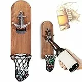 ZONSUSE Flaschenöffner Wand Magnet mit Auffangbehälter,Vintage Holz Bieröffner Wand mit Behälter,Magnetischer Flaschenöffner,Einzigartige Geschenkideen Geschenke für Männer Weihnachten Geschenke