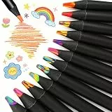 Ugmic Regenbogenstift 12 Stück, Buntstifte Kinder 7 in 1 Regenbogen Buntstifte, Dickere Mine Art Supplies für Erwachsene Zeichnung FäRbung Skizzieren Schule Klassenzimmer