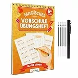 Edubini Magische Vorschule Übungshefte ab 5 Jahren für Junge & Mädchen - [Heft + Stift] - Wiederverwendbare Schreiblernhefte für Vorschule - Addition lernen