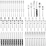 Besteck Set 12 Personen, HaWare 72-teiliges Besteckset mit Steakmesser, Edelstahl Essbesteck Set mit Messer Gabel Löffel, Elegantes Tafelbesteck für Zuhause/Restaurant/Party, Spülmaschinenfest
