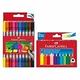 Faber-Castell 205032 - School Set mit 12er Etui Wachsmalstifte und 10er Etui Doppelfasermaler