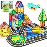 Magnetische Fliesen Stadtstraßen-Set, Kinderspielzeug, sensorische Spiele für 3-jährige Jungen und Mädchen, magnetische Blöcke für Kinder im Alter von 3–5, 4–8 Jahren, Klassenzimmer, Muss für