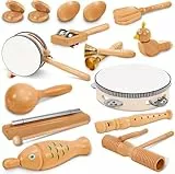 Jojoin 20 Stück Musikinstrumente für Kinder - Holzspielzeug Percussion Set Baby Spielzeug - Musik Kinderspielzeug - Spielzeug für Kleinkind Jungen Mädchen - Ostergeschenke Kinder
